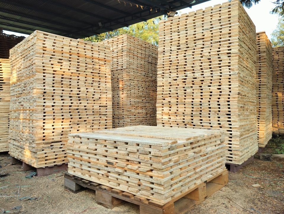Wooden planks (timbers wood) and saw mill wood